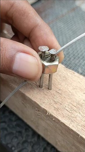 How to clamp a steel wire with nails and a nut! #diy #lifehack #tips