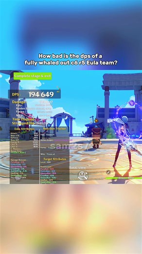 GO GIRL GIVE US NOTHING🔥🔥 I could push this to 200k with right ult stacks and timer adjustments but she’s a nuke focused character so this is kinda useless #GenshinImpact #genshin #fyp #eula