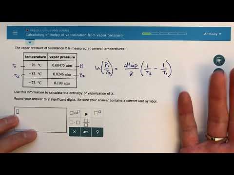 ALEKS - Calculating Enthalpy of Vaporization from Vapor Pressure