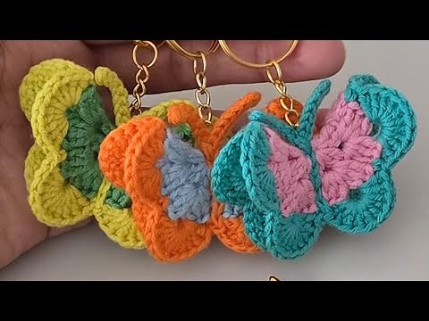 How to Crochet a Beautiful Butterfly Keychain 🦋 Easy Crochet Tutorial