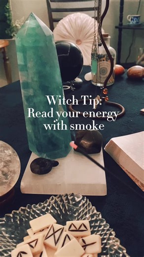 Witch tip: check in with your energy using smoke to read it! Grab some incense and ask it to show you what you need to know. Use your intuition to interpret, but some ways it could be done are Slow = steady Fast = active/creative Spirals = energy is swirling around things Hitting a “wall” = some sort of blockage Look for symbols and signs that mean something to you as well, this is a very personal exercise so the bulk of the interpretation is up to you. As always, watch out for mundane interfere