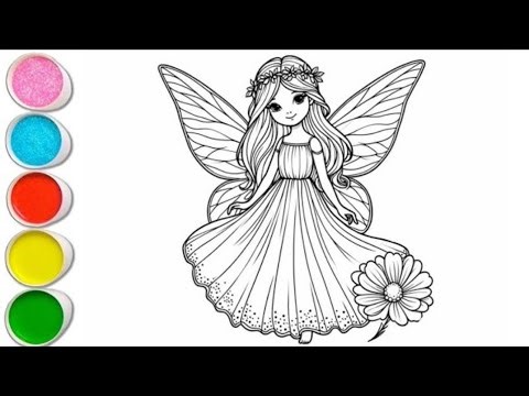 Cute Fairy princess drawing for kids, painting & coloring For kids, Toddlers |