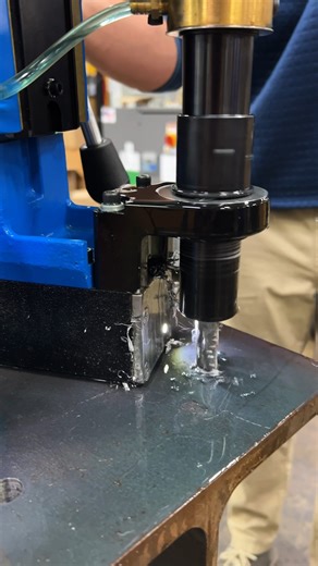 The HMD904 is the best all-around mag drill for general metal fabrication. It is available in several different versions including a swivel base model and now one with a with the addition of a permanent magnet. If power was lost, the magnet will still hold onto the material until it is physically turned off. Plus, it'll drill through pipe without an adapter. The drill includes a hidden motor cord, pilot light, positive slug ejection and a high torque motor to effortlessly drill 1-1/2" diameter h