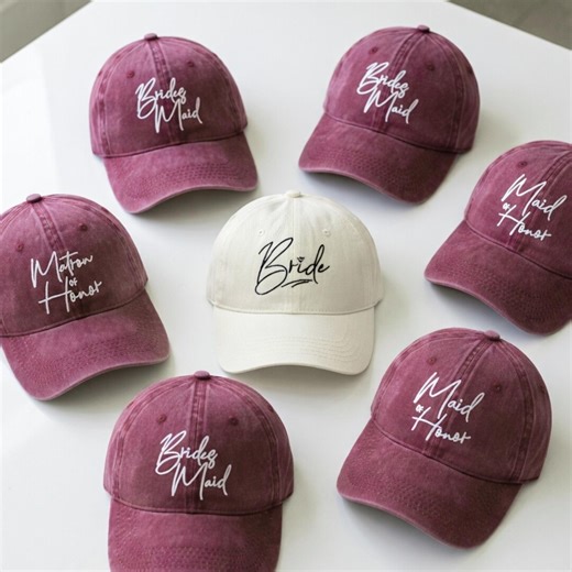 Custom Bride Bridesmaid Hats, Embroidered Maid of Honor Matron of Honor Cap, Personalized Bachelorette Party Gifts, Bridal Shower Group Hat - Etsy