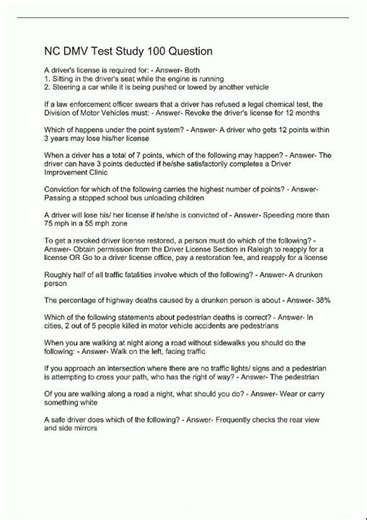 Latest 100 Question NC DMV Test Study30 video