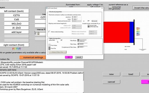 How To Set Contact Properties In SCAPS Simulator