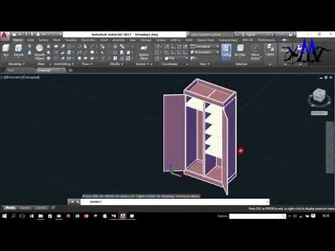 Simple Autocad 3D Wardrobe beginner (basic)