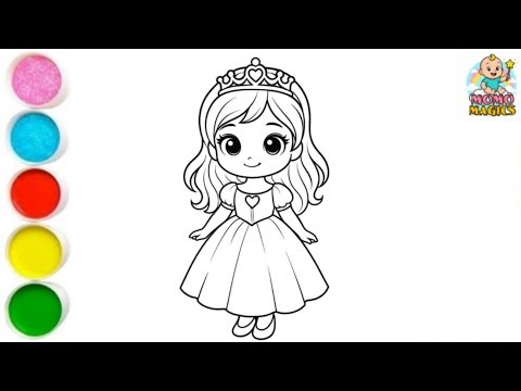 Cute Princess Coloring for Kids 👑🎨 | Easy Coloring Tutorial | Learn Colors #princess #princessstory