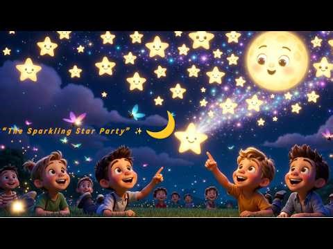 Sparkling Star Party ✨🌙 | Magical Kids Night Song | Strawberry Kids Music