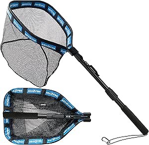 Beoccudo Fishing Net - Telescopic Saltwater Fishing Net Handle Landing Net, Extends 72-92in, Net Hoop 28x24in, 30in Deep