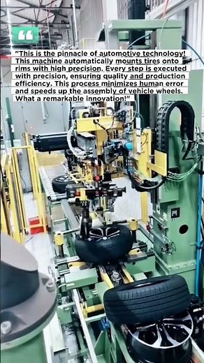 This is the process of installing wheels on rims using a machine.