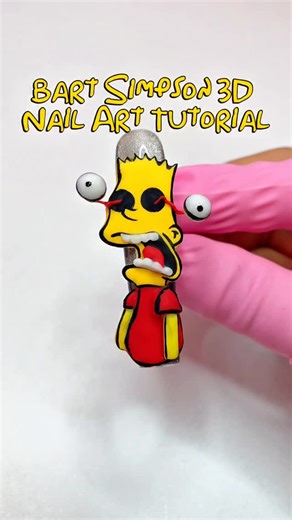 And Claws - Nail Artist 💅🏼 - Press On Nails | 3D Bart Simpson TERRIFIED Nail Art Tutorial 😱 Product Used: @cris3dshop c0de ANDCLAWS 😱Red 3D Clay 😱Black 3D Clay 😱Yellow 3D Clay 😱White... | Instagram