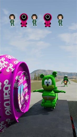 Shorts&Gummy Bear&Crazy frog&Poppy playtim&Spider Man&Sponge Bob&VS Barbie Bollard in BeamNG.drive