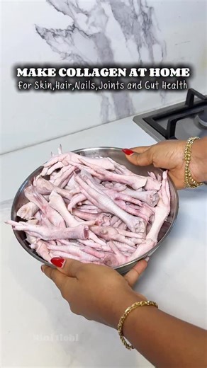 I made homemade collagen broth with Chicken feet and I think everyone should! Why? Because natural collagen is a game-changer for your skin, joints, hair, nails and gut health. Also,chicken feet is cheap! . Ingredients (screenshot this) Chicken feet Carrots Ginger Celery Onions Garlic Rosemary Thyme Bay leaves Whole peppercorns Apple cider vinegar Oil & salt . Grilled first in my @buchymix airfryer oven, then simmered on low for 3-4 hours until tender 👌🏼 . Save this recipe & get your collagen 
