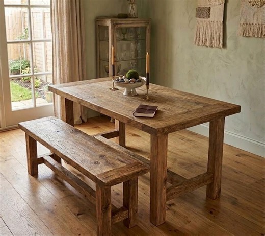 Rustic Dining Table, Reclaimed Wood Farmhouse Table, Solid Wood Kitchen Table, Handmade Wooden Dining Room Furniture - Etsy