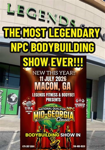 Good luck to all our Legends. Be sure to drop some support, stop by, & follow to stay tuned with the FIRST EVER NPC Bodybuilding show hosted in Central Georgia. Will we see you competing? 👀🫵🏽💪🏽 #npcbodybuilding #bodybuilding #bodybuildingshow #legendsfitness #maconga