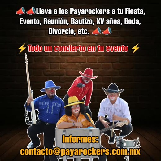 ⚡️¡PAYAROCKERS, Todo un concierto en tu evento! 🎸🎧🎹🎼🥁⚡️ Informes al correo: contacto@payarockers.com.mx #Music #rock #Payasos #magos #show #payarockers #fiesta #evento | Payarockers Oficial