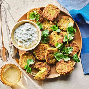Red Lentil Fritters with Ginger-Yogurt Sauce
