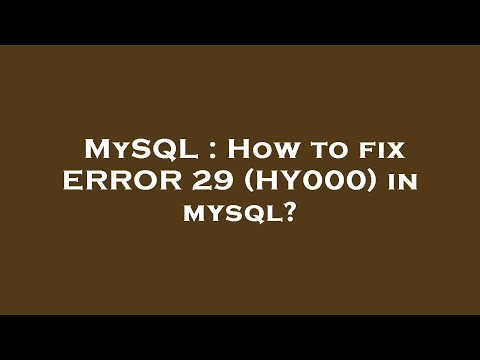 MySQL : How to fix ERROR 29 (HY000) in mysql?