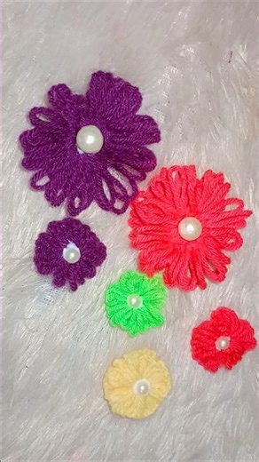 wool flower making // how to make wool flower 🌺 #veryeasy #diy #craftyideas