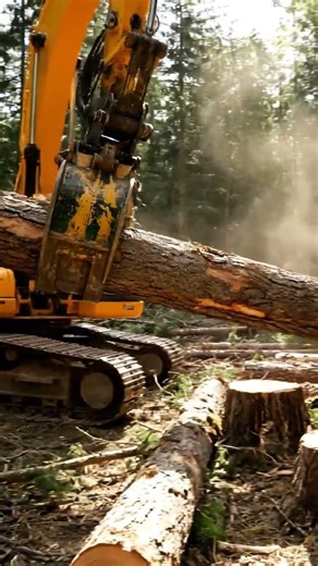 JCB Jungle Wooden Block Work 🌴 Powerful Machine Handling Timber 🚜 #JCB #Shorts