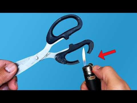99% of People Don't Know This! Easy Repair Broken Scissors with a Lighter!