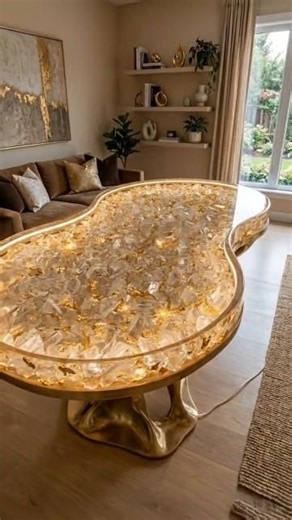 DIY Luxury Glowing Epoxy Resin Table (Satisfying Process) #resintable #resinart #epoxy #shorts