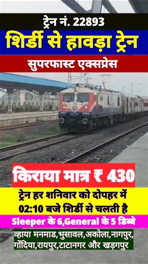 Shirdi to Howrah Superfast Express Train Fare Only Rs 430 | Travel And Info With Hanif