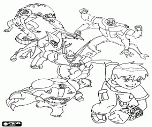Ben 10 y aliens del Omnitrix para colorear, pintar e imprimir