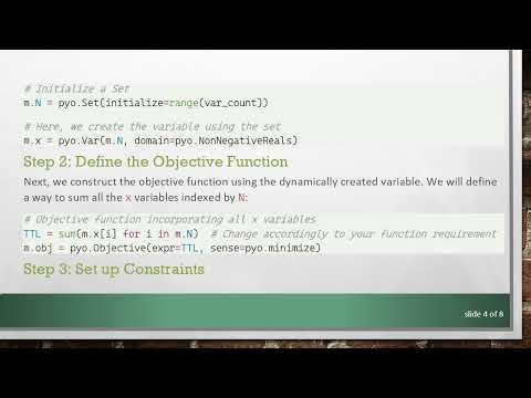 Dynamic Variables and Constraints in Pyomo: A Step-By-Step Guide