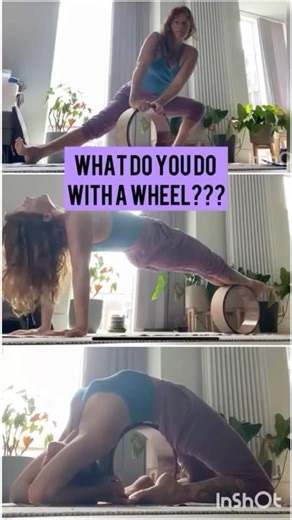 What to do with a yoga wheel 🩵 #yoga #yogawheel #props #core #backbends