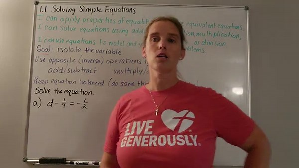 1.1 Solving Simple Equations (Big Ideas Math - Grade 8, Blue Book)