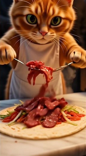 Street Paw Chef: Cute Cat Cooking Delicious Street Food Fast ASMR Tacos, Chicken Roll Part 1”