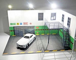 Two-Story 1:24 Scale Car Garage Diorama Kit w/ LED Lights - Model Building Set  | eBay UK