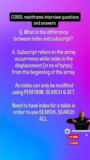 In COBOL, What is the difference between index and subscript?