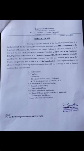 140K views · 359 reactions | Press Release for Admission in M.Ed. Programme 2025-2027 | E-General Studies | Facebook