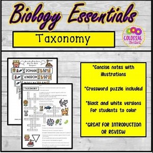 Taxonomy Notes and Crossword Puzzle