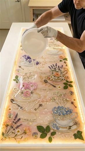 Building a Vintage Teacup Kitchen Countertop with LED Lights ☕💐