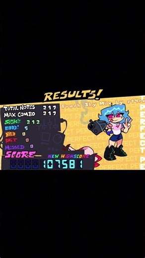 perfect sky result screen #fnf #fnfmod#youtubeshorts #gamingshorts #fridaynightfunkinmod