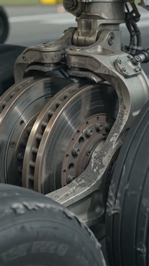Extreme macro shot of a Boeing 747-8’s main landing gear hydraulically unfolding from the wheel well