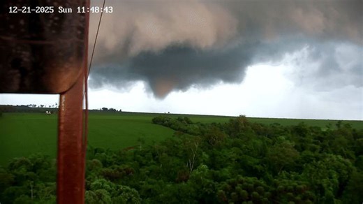 Security camera captures amazing view of tornado swirling across countryside