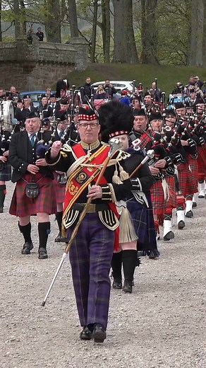 Video #reel showing Drum Major Duncan MacDonald leading the Massed Pipes and Drums of the Scottish Highlands in front of Dunrobin Castle near Golspie village in Sutherland, Scotland. This was back in April 2019 as ten bands gathered at the Castle to raise money for a local charity and they are playing "The Green Hills of Tyrol". The bands taking part were Sutherland Caledonian Pipe Band, Royal Burgh of Tain Pipe Band, Strathpeffer & District Pipe Band, Inverness RBL Pipe Band, Northern Constabul