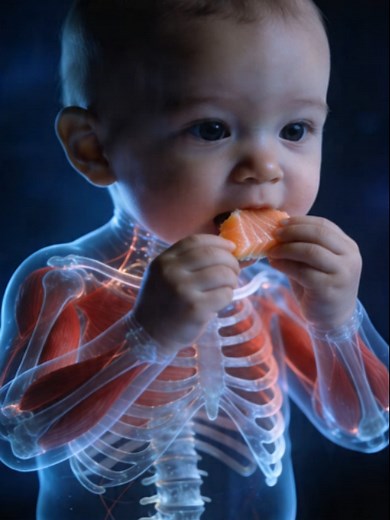 Why Salmon Is So Important for Your Baby’s Brain Salmon is rich in omega-3, especially DHA— a key nutrient for brain development. It helps build neural connections and supports learning, focus, and coordination. Simple food, powerful impact. #parentingtips #children #HealthTok #ChildHealth #ParentAdvice