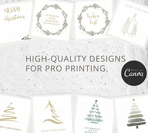 9 Modern Christmas Card Templates | Editable Canva Templates | Folded Holiday Cards | Hand-drawn Tree Design | Business Greeting Cards - Etsy