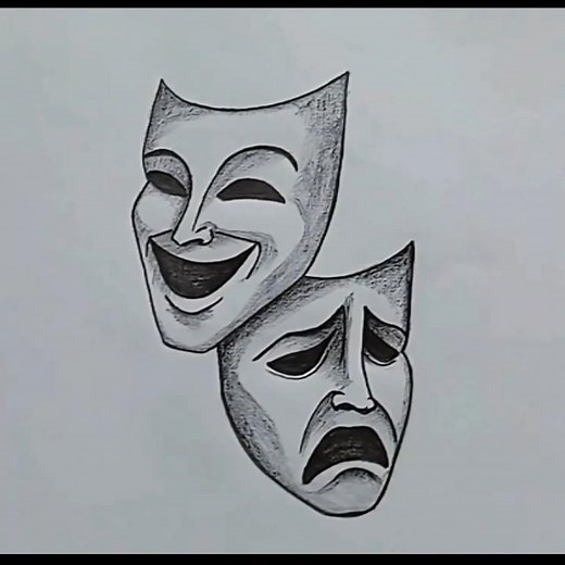 Draw Theater Masks Step by Step #arttutorial #beginners #sketch #shorts