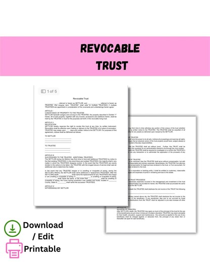 Revocable Trust Template | Editable Legal Form for Estate Planning & Asset Protection - Etsy