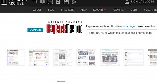 The Internet Archive's Wayback Machine