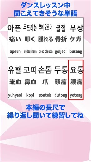 【韓国語】【ダンス練習中に聞こえそうな単語②】ハングル/ダンス/シャドーイング/会話/リスニング/