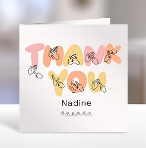 BSL Thank You Card, British Sign Language, Inclusive Card, Deaf Art, Thank You Teacher, BSL, Coda, Fingerspelling, Deaf Awareness, TOD - Etsy UK