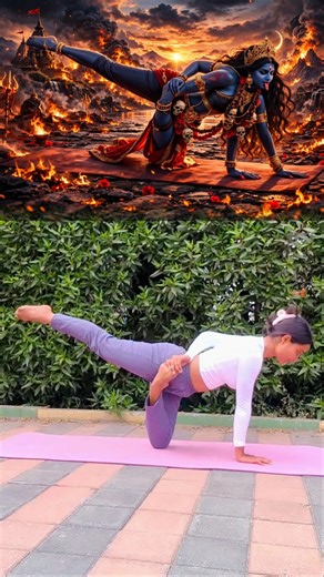 body balance yoga pose with devine enery of matamahakali #kali #mahakali #yoga #balance #yogaasana